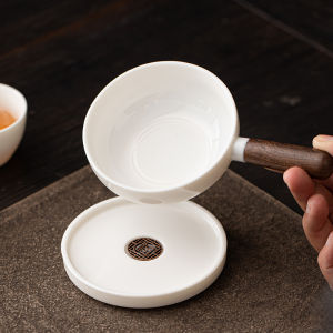 Ceramic Full Porcelain Hole Tea Strainer Filter Set with Side Handle Tea Accessories Ceramic Tea Set Filter Tea Separator
