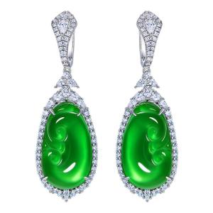 AILEQ | Natural Chrysoprase 925 Silver Green Jade Earrings