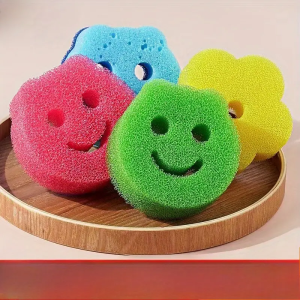 3-Pack Heavy-Duty Scratch-Free Heat-Resistant Plastic Sponges (Pink/Yellow/Green) - Dishwasher Glass & Stove Safe