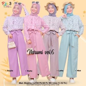 PROMO COD Setelan Kemeja Lengan Panjang Dan Celana Panjang Remaja Perempuan Usia 11-14 Tahun Narumi vol6 Set Kiddos Kids
