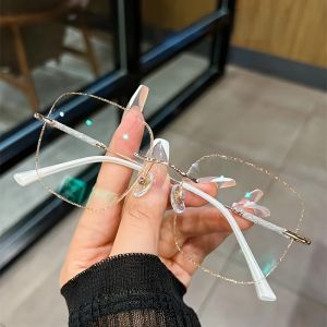 Fashionable Womens Anti Blue Light Flat Reading Glasses with Edge Cut Sparkling Stars and Diamonds
