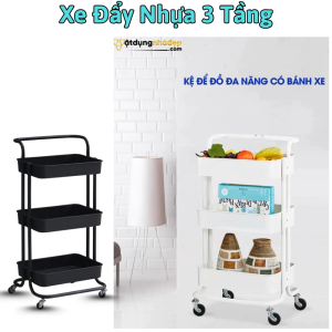 Xe Đẩy Nhựa 3 Tầng Dùng Cho Spa Salon Hair Xe đẩy đa dụng bền đẹp