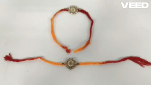 Om Designer Rakhi with Red & Orange Braided Thread | Traditional Stone Work Raksha Bandhan Rakhi for Brother | Festive Gift Rakhi (Pack of 1 Pc)