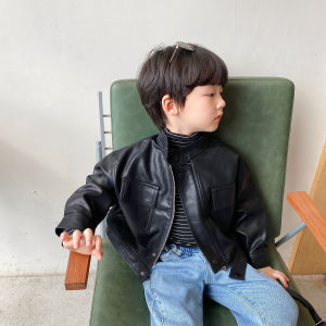 2024 Autumn Clothing New Arrival Boy Outwear K-style Kids Handsome Leather Coat Jacket Western Style Baby Boy Motorcycle Clothing Tops