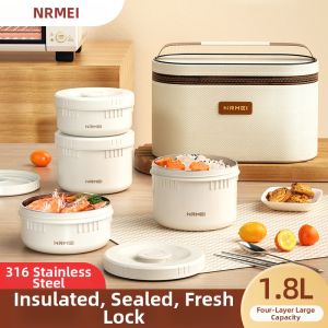 Portable Large Capacity Stainless Steel Microwave-Safe Lunch Box