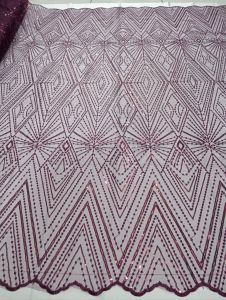 Bahan tille squin/tulle motif elisahab bordir tebal squin/ khusus warna burgendi cod