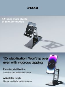 RTAKO Desk Holder Laptop bracket Foldable Tablet stand Phone Dual-Slide Stability Boost Bracket Parent for iPad iPhone 16 Reserved MagSafe Compartment for Charging Bracket Smartphone Stand