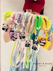 Long Solid Panda Pattern Mobile Phone Strap Crossbody Durable Floral Design Lanyard for Phones Fashionable Accessory