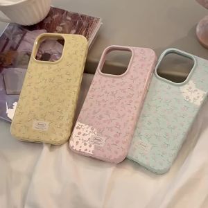 Korean Full Screen Rose Flowers Pattern Phone Case For iPhone 17 16 13 15 12 11 14 Pro Max Candy Colors Shockproof Soft Cover