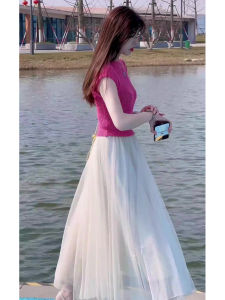 Dễ Thương Bộ Đồ Hai Mảnh Dệt Kim Tay Ngắn Màu Tươi Sữa Thời Trang Tinh Khiết Thời Trang Fairy Lễ Phục Dành Cho Phụ Nữ Trẻ Từ 18-25 Tuổi Mùa Hè 2024