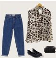 KEMEJA LEOPARD OUTFIT WANITA RETRO VINTAGE. 