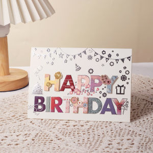 Creative Birthday Greeting Card Paper Sculpture Thank You Blessing 3D Stereoscopic Simple Festival Card Korean Style Folded Design