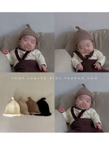 Korean Ins Little Chuchu Baby Hat Autumn and Winter Newborn Woolen Cap 0 March Boy Baby Boy Beanie