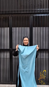 Jilbab Instan Khimar Hoodie Cardigan – Hijab Bergo Ceruty Pet Antem 2 Layer Tali Samping & Saku