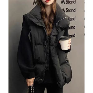 Shalldoer | Pink Cotton Down Vest Autumn Winter Loose Collar