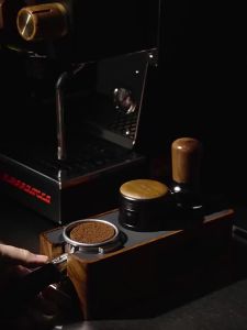 Feepie Espresso Distributor 58.35mm Self-Gravity Auto-Adaptive Height Cyclone Four-Paddle Base Coffee Leveler Tool 304SS Black