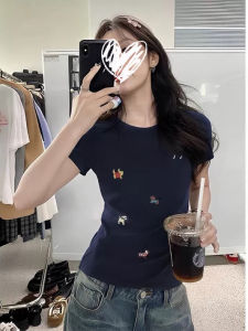 plus Size Casual Short Sleeve T-Shirt Womens Summer Design Sensation Body Shirt Conceal Meat Show Thin Top Korean Style Straight Cut