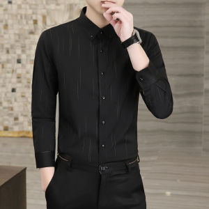 Áo Sơ Mi Nam Thời Trang Thường Ngày Kẻ Sọc Không Cần Ủi Cao Cấp Chất Liệu Polyester Cotton Pha Trộn Dài Tay Mùa Thu