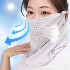Fishing Cycling Golf Riding Face Shield UV Protection Sun Proof Bib Men Women Solid Color Neck Wrap Cover Face Cover Sunscreen Face Scarf Ice Silk