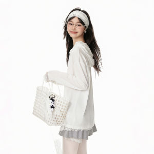 Áo Thun Dài Tay Rộng Rãi Cho Nữ Mùa Xuân Hè Mới Về EPTISON Áo Thun Cotton Polyester Thường Ngày Có Viền Ren