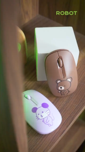 VR~ ROBOT Mouse Laptop M260 Mini Bear Karakter Hewan Bear Tikus Lucu 2.4G Wireless Optical USB Mouse