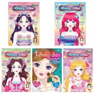 Combo Sách Trang Điểm - Công Chúa Hàn Quốc: Yuna Mina Jenny Myra Hana ((Hơn 100 Stickers) - 5 Cuốn