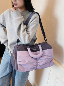Large Capacity Durable Shoulder Crossbody Travel Bag Independent Shoe Compartment Handbag for Short Trips Purple Color