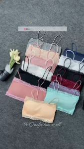 ONEFASHIONMALL Bra Kemben Busa Bertali Model Renda Bralette Tali BH Pendek Wanita Tanpa Kawat BR079
