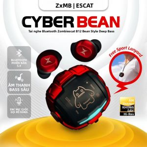 Tai Nghe Bluetooth Không Dây ZOMBIES CAT B12 Bean Design Tai Nghe Thể Thao Âm Trầm Sâu Trong Tai Có Dây Buộc - Tai Nghe Vô Hình Chống Nước Cách Ly Tiếng Ồn