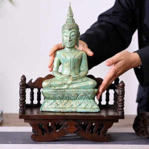 พระพุทธรูปต้อนรับแบบไทย ไม้แกะสลักของตกแต่งบ้าน สไตล์เอเชียตะวันออกเฉียงใต้ สำหรับตั้งโถงทางเดินโรงแรม บาร์เคาน์เตอร์