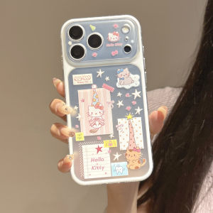 Sanrio | Kawaii Sanrio Hello Kitty Party Hat Phone Case For iPhone 15 Pro Max 16 17 Pro Max Sticker Star Print Anti-drop Shockproof Cover