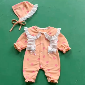 BD276 Body áo liền quần dài tay cho bé gái sơ sinh 1 3 6 9 12 đầy tháng Thu Đông Riokids