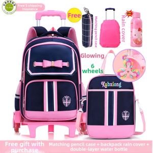 Climbing Staircase Six Wheel Waterproof Large Capacity Girls School Bag