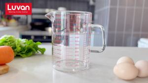 Luvan 50oz/6 Cups Glass Measuring Cup Easy to Read with 3 measurement scales (Ml/Oz/Cup) Insulated Handle and V-shaped Spout High Borosilicate Glass Measuring Cup Ideal for Kitchen or Restaurant
