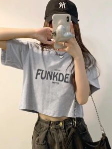 Summer Short Sleeve Womens T-Shirt Pure Cotton Loose Fit Short Length Half Sleeve Trendy Grey Crew Neck Top for Young Women