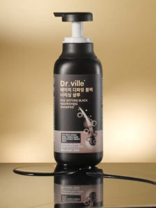 Dr.ville Black Hair Shampoo Black Hair Serum Long-Lasting Shine Hair Growth Shampoo for Anti Hair Loss White Hair Turns Black 300ml 乌发洗发水