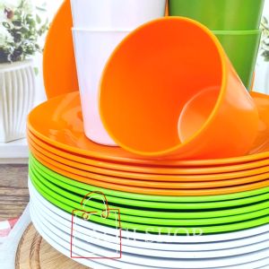 GRATIS SENDOK 12PCS ISI 6PIRING MAKAN MIKA 23CM CAMPUR GELAS MINUM 350ml