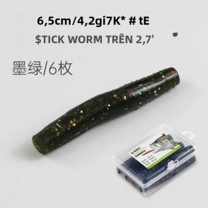 6 Con Mồi Câu Giả Mềm Bằng Nhựa TPE 6.5cm Kiểu Ned Rig Nổi Không Trọng Lượng Dễ Thả Dành Cho Cá Vược Hồ Sông Suối