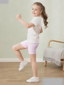 Kids Polyester Soft Stretchy Solid Color Mid Leggings Bike Sport Thin Cycling Shorts for Kids Girls 3-9 Years Old