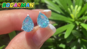 High-Quality 18K Gold-Plated Sterling Silver Colorful Iced Flower Cut Pear-Shaped Stud Earrings Stylish Minimalist Design Ideal for Gifting