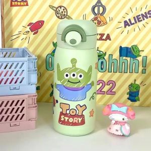 Strawberry Bear Childrens Large Capacity Stainless Steel Insulated Water Bottle Cute Bear Design for Girls Non-Detachable Lid