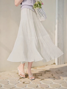 XIANGYING | White Chiffon Long Skirt