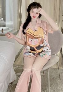 Pijama Lụa Xước ánh kim hoạt hình 3D mềm mại phom dáng chuẩn dễ thương hợp thời trang bạn gái.
