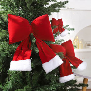 YESPERY Large 3D Red Velvet Bow Pendants Christmas Tree DIY Hanging Decor New Year Home Christmas Decoration