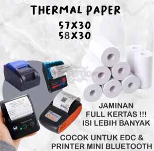 5 Roll kertas kasir thermal full coreles 58/57x30mm