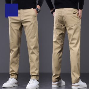 ROMON | Lormen Mens Fleece Lined Cotton Trousers Business Casual Straight Leg Loose Fit Winter Autumn High End Comfortable Long Pants