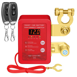 Newest 240A Kill Switch 12V Remote Battery Disconnect Switch with Led Voltage Display Automatic Power Shut Off Switch for Auto