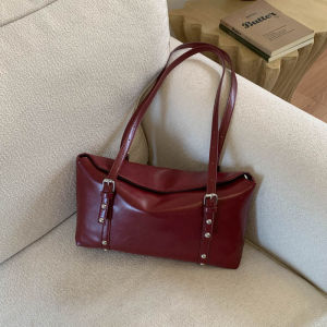 Vintage Women Shoulder Bag PU Leather Female Rivet Crossbody Bags Under Arm Bag