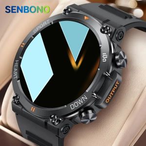 SENBONO สมาร์ทวอท์ชผู้ชายกีฬากลางแจ้งฟิตเนสชายนาฬิกาบลูทูธการตรวจสอบสุขภาพกันน้ําผู้ชาย Smartwatch สําหรับ Android