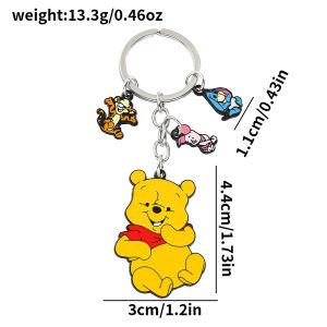 Bandai | Cartoon Anime Pooh Bear Keyrings Sweet Cute Winnie The Pooh Key Chain For Friends Birthday Accessories Gifts